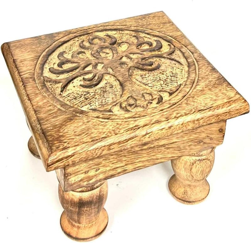 Wooden Altar Table for Wiccan, Pagan, and Meditation Practices (Tree of Life)